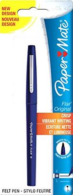 Paper Mate Flair Pen, 0.33mm Ultra Fine Tip, Blue, Box of 12