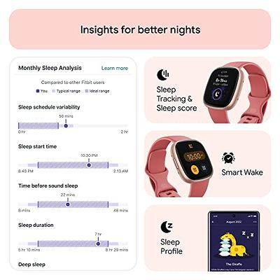 Fitbit Versa 4 Fitness Smartwatch with Daily Readiness, GPS, 24/7 Heart  Rate, 40+ Exercise Modes, Sleep Tracking and more, Pink Sand/Copper Rose,  One