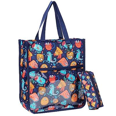 Kids Cute Tote Bags for Boys Girls Ages 4-16,Handbags with Pencil Case,  Book Tote Bags with Zipper for School and Playtime (black)