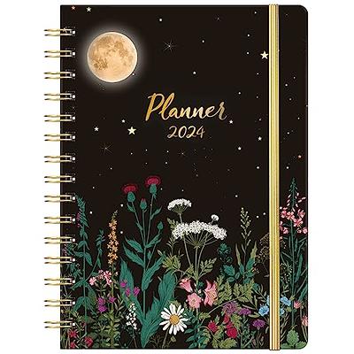 2024 Weekly Monthly Planner, Agenda Planner 2024 with Tabs, Jan. 2024-Dec.  2024 Academic Daily Planner with Floral Hardcover Thick Paper, Twin-Wire