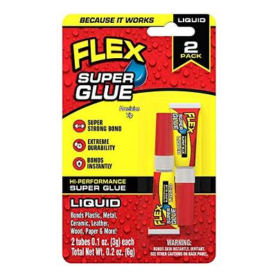 Flex Super Glue Liquid, (2) 3 Gram Tubes, 1-Pack, Clear, Instant