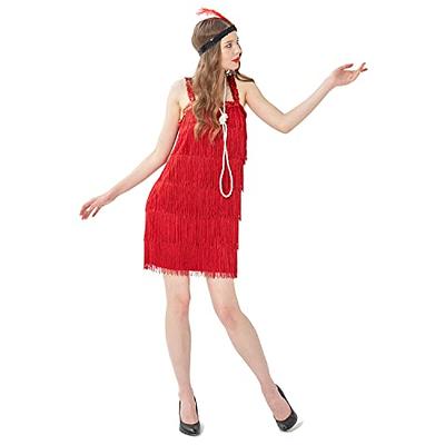 Sincere Party Women's Flapper Costume Gangster Lady Dress,1920s Great Gatsby  Flapper Dresses with Pearl Necklace,Feather Headband Red M(8-10) - Yahoo  Shopping