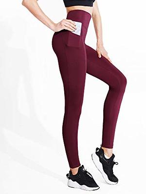 NELEUS Womens High Waist Running Workout Yoga Leggings with Pockets,Black+Gray+Red,US  Size S 