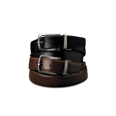 George Men's Reversible Black to Brown Braided Belt With Big & Tall Sizes 