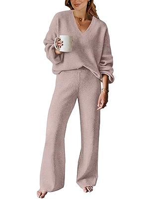 ANRABESS 2 Piece Outfits for Women Sweat Suit Knit Sweater Set ...