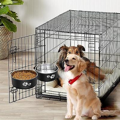 Set of 2 Stainless-Steel Dog Bowls - Cage, Kennel, and Crate