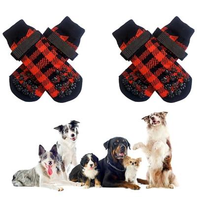 Dog Socks for Hot Pavement & Hardwood Floors, Anti-Slip Dog Paw Protector,  Dog Grip Socks Breathable Doggie Boots with Rubber Sole & Fix Straps, Pet