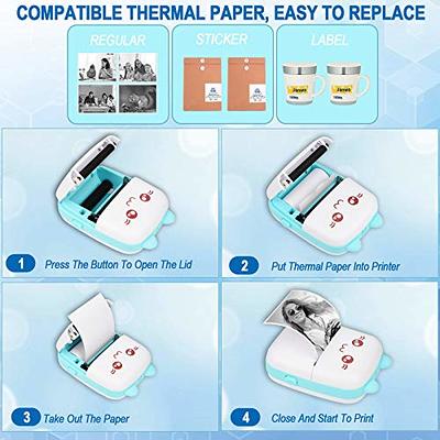 Portable Mini Printer Thermal One Roll of Printing Pape Blue