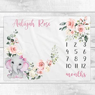 LVYZIHO Baby Blanket Custom Name Chic Flower Elephant Baby Girl