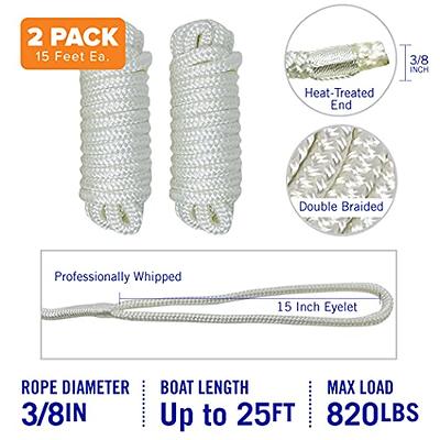 Dock Lines Boat Ropes for Docking 3/8 Line Double Braided Mooring