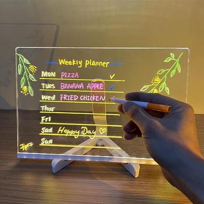 Led Note Board with Colors, Glowing Acrylic Message Board, Led