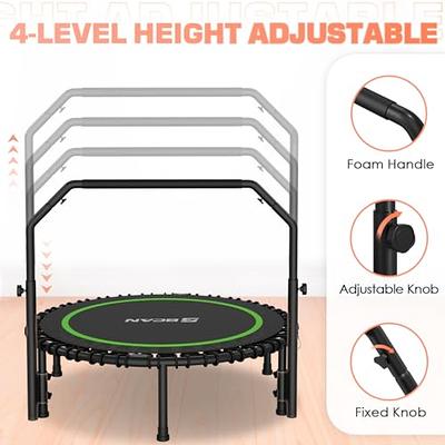 BCAN 40 Foldable Mini Trampoline, Fitness Rebounder with Adjustable Foam  Handle, Exercise Trampoline for Adults Indoor/Garden Workout Max Load  330lbs 