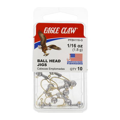 Eagle Claw Ball Head Fishing Jig, Unpainted with Gold Hook, 1/16 oz., 10  Count - Yahoo Shopping