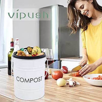 Vipush Compost Bin Kitchen Countertop Compost Bin with lid Small Compost  Bin Includes Inner Compost Bucket Liner & Charcoal Filter, Green