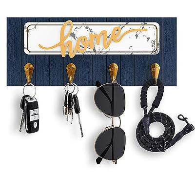 Naumoo Wooden Key Holder for Wall with Shelf, 4 Double Key Hooks (Black)