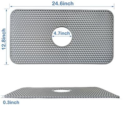 AECHY Under Sink Mats for Kitchen Waterproof, 28 x 22 Under Sink Tray,  Under Kitchen Sink Mat with Unique Drain Hole, Waterproof & Flexible Under