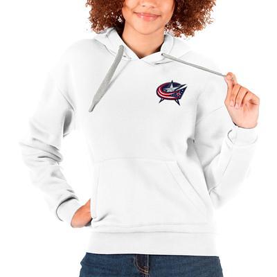 Men's Antigua White Carolina Panthers Victory Pullover Hoodie