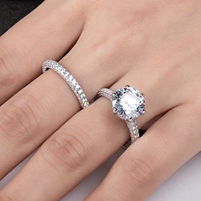 Gobaalele 4ct Cubic Zirconia Wedding Ring Set, CZ Engagement Ring