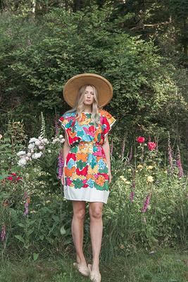 60S Embroidered Linen Tunic Dress, Psychedelic Tapestry Beach Kaftan, Boho  Poncho Femme, Abstract Rainbow Mexican Birds Flowers - Yahoo Shopping