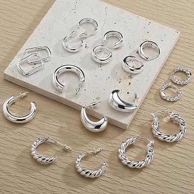 IDJEOABL Sterling Silver Hoop Earrings for Women Trendy Silver