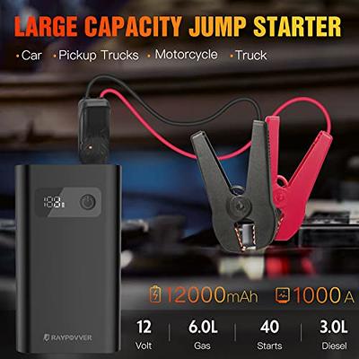 Jump Starter 1000A Peak 12000mAh Battery Jump Starter,Jump Starter Battery  Pack for Up to 6L Gas and 3L Diesel Engines,Car Battery Charger Jump Starter  with Type-C PD60W QC3.0,Portable Jump Starter… - Yahoo