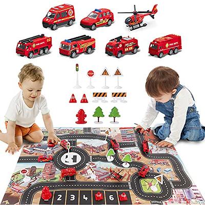 Dwi Dowellin Airplane Toy with Fire Truck Cars and Play Mat,Plane