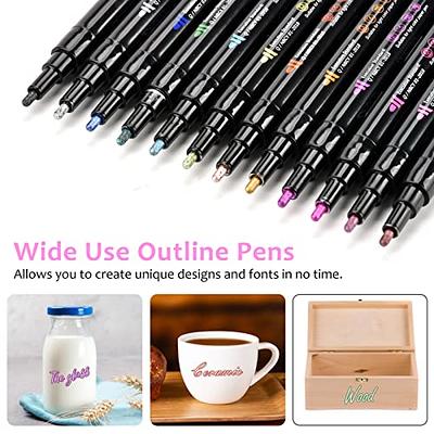 Mr. Pen- Double Line Outline Markers, 10 Colors, Shimmer Markers, Outline  Markers Self-Outline Metallic Markers - Mr. Pen Store