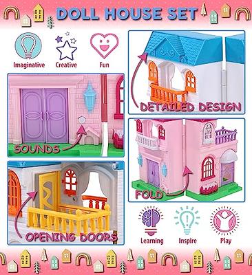 Dollhouse for Girls 2 Room Set Funny Doll House Play Set with Openable Door  Furniture