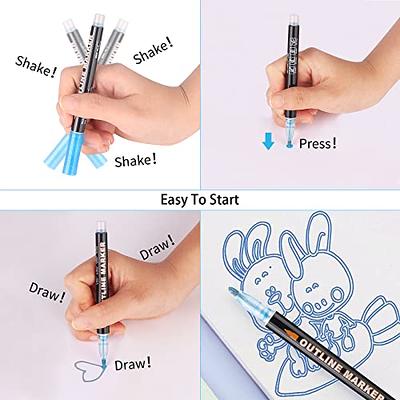 Double Lines Contour Art Pens, Marker Pens Scrapbooking