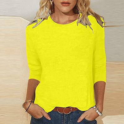 3/4 Length Sleeve Womens Tops Summer Casual Crew Neck T Shirts Trendy Roll  Up Sleeve Dressy Blouses Basic Tees - Yahoo Shopping