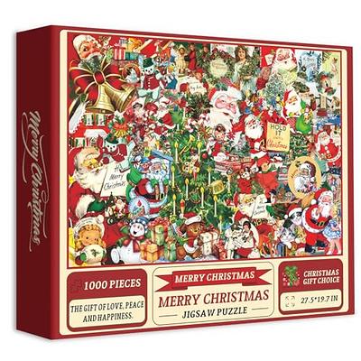 Christmas Collage 1000 Piece Puzzle Old Fashioned Santa Cards