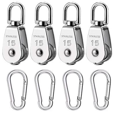 Stainless Steel M15 Single Pulley Block, Wire Rope Hanging Wire Towing  Wheel, with 10Pcs Spring Snap Hook,Stainless Steel Wire Rope Crane Pulley  Block,Silver (4) - Yahoo Shopping