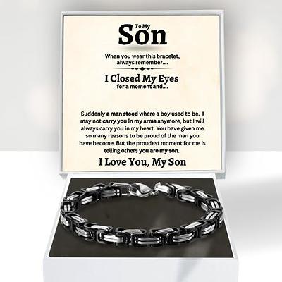 1 Pcs to My Son Bracelet from Mom with Inspirational Love Quotes, Birthday Gifts, Graduation Gift from Mom and Dad, Thanksgiving Christmas Gift to