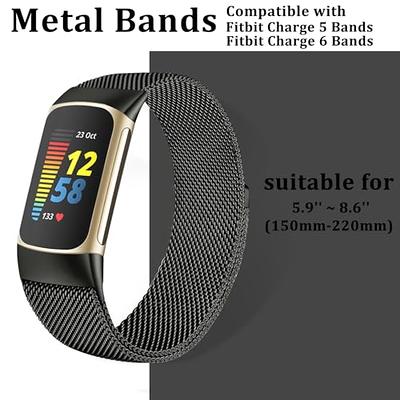 Bracelet en Métal Compatible avec Fitbit Charge 5/ Fitbit Charge 6,Bracelet  de remplacement réglable en métal en acier inoxydable pour Fitbit Charge