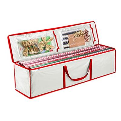 Delixike Christmas Wrapping Paper Storage Organizer, Gift Wrap Storage Bag with Pockets,600D Heavy Duty Underbed Gift Wrap Organizer Fits for