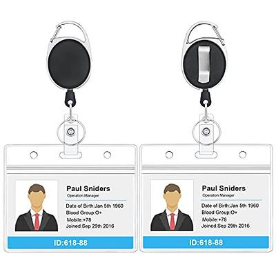 ID Badge Holder with Lanyard, PU Leather Vertical 2-Sided 4 Card