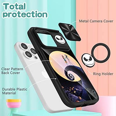 2in1 for iPhone 14 Pro Max Case for Women Girls Heart Cute Kawaii Pattern Phone  Cover Teens Girly Cool Unique Design with Slide Camera Cover+Ring Holder  Black Cases for 14 ProMax 6.7