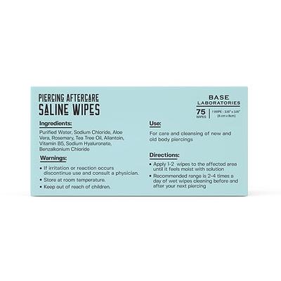 Base Labs Piercing Aftercare Wipes, Cleanses & Sanitizes, Piercing  Cleaner Wipes for Nose, Ear, Belly, Lips, Saline Solution for Piercings, Keloid Bump Removal & Piercing Bump Treatment