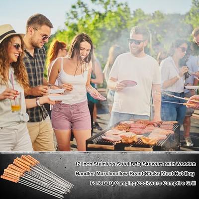 Minatee 12'' Barbecue Skewers Stainless Steel with Wood Handle