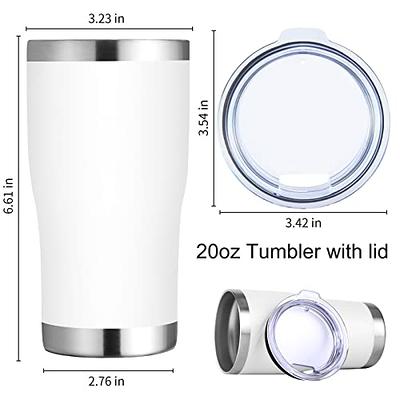 HASLE Outfitters 20oz Tumblers Bulk Stainless Steel Cup with Lid Double Wall Vacuum Insulated Coffee Mug for Cold & Hot Drinks 1 Pack, White