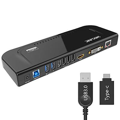  Plugable USB 3.0 Universal Laptop Docking Station Dual Monitor  for Windows and Mac, USB 3.0 or USB-C, (Dual Video: HDMI and HDMI/DVI/VGA,  Gigabit Ethernet, Audio, 6 USB Ports) Black : Electronics