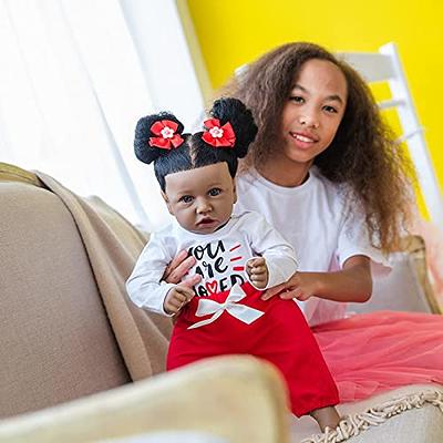 Reborn Baby Dolls Black Silicone Full Body with Realistic African American  22.8 inches Girl Weighted Newborn Dolls Gift Set