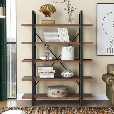 Wimpole 63 H x 12.7 W Metal Standard Bookcase 17 Stories Color: Brown -  Yahoo Shopping