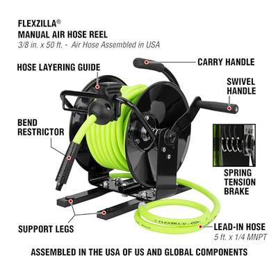 Flexzilla Portable Manual Open Face Air Hose Reel, 3/8 in. x 50 ft., Heavy  Duty, Lightweight, Hybrid, ZillaGreen - L8651FZ - Yahoo Shopping