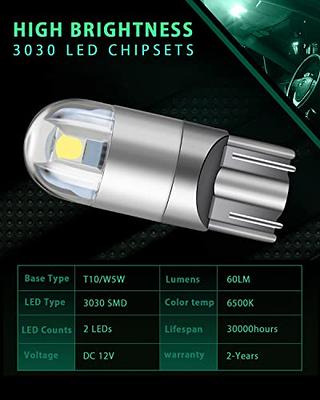 2Pcs W5W T10 Led Bulbs Canbus 3014+3030 18SMD 6000K 168 194 Led