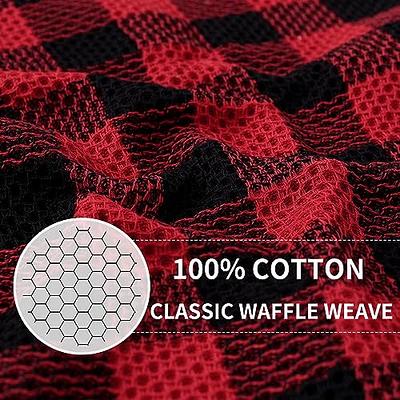 Homaxy 100% Cotton Waffle Weave Check Plaid Dish Cloths, 12 x 12 Inches,  Super Soft and Absorbent Dish Towels Quick Drying Dish Rags, 6-Pack, White  