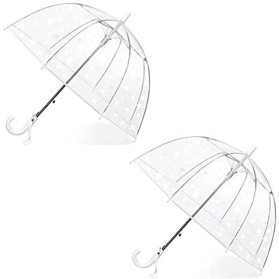 Sweetude 4 Pcs 39 Inch Kids Umbrellas for Rain Clear Bubble Umbrellas with  Reflective Stars and