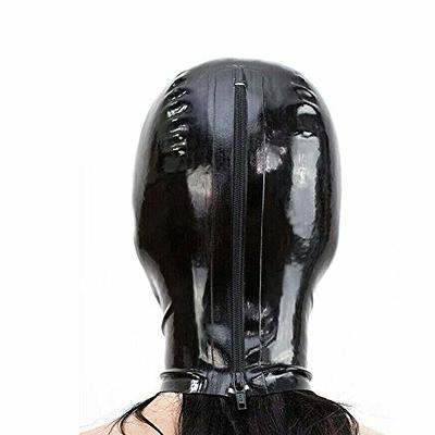 Latex Hood Back Zipper Solid Color Rubber Mask for Catsuit Club Wear  Costume