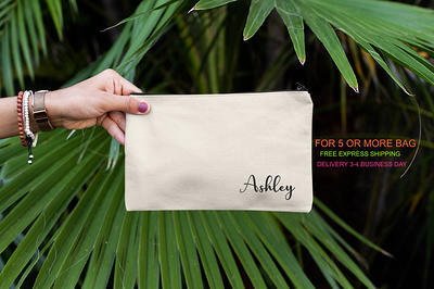 Wholesale Custom Makeup Bag, Bridesmaid Personalized Canvas Pencil Case,  Bridal Gift Cosmetic Pouch, Bulk Buy Logo Pouch Bag - Yahoo Shopping