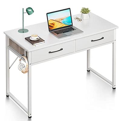 Furologee White Small Computer Desk with 2 Fabric Drawers, Simple Home  Office Writing Desk, Vanity Makeup Desk Dressing Table with Hooks, Study  Desk for Bedroom Small Spaces - Yahoo Shopping
